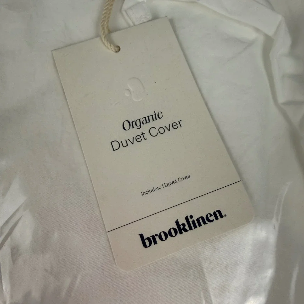 Brooklinen Duvet Cover King/Cali King Organic Percale Cotton White Luxury NEW